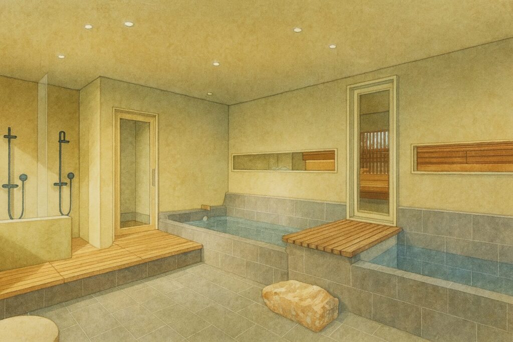 御成桑拿の浴室イラスト
