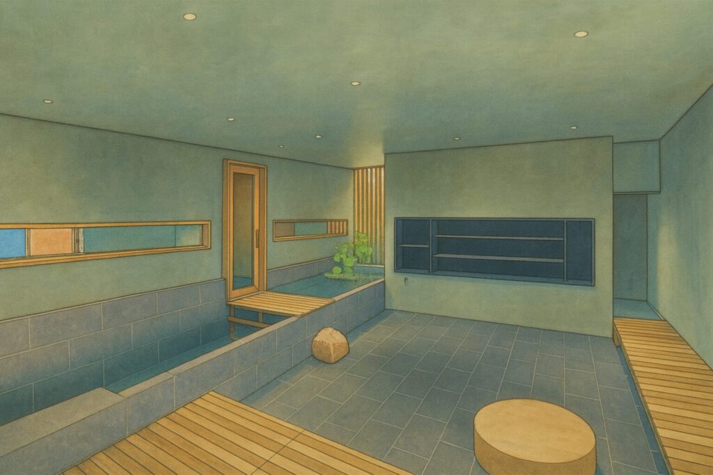 御成桑拿の浴室イラスト