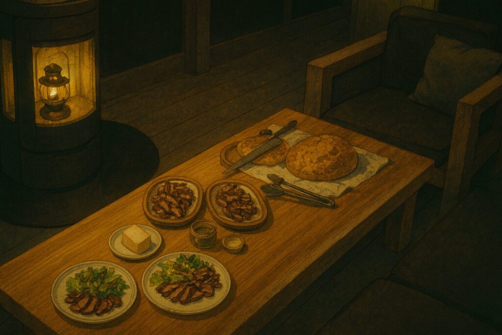 BBQ食材の写真：新鮮なルイビ豚と地元野菜の盛り合わせ
