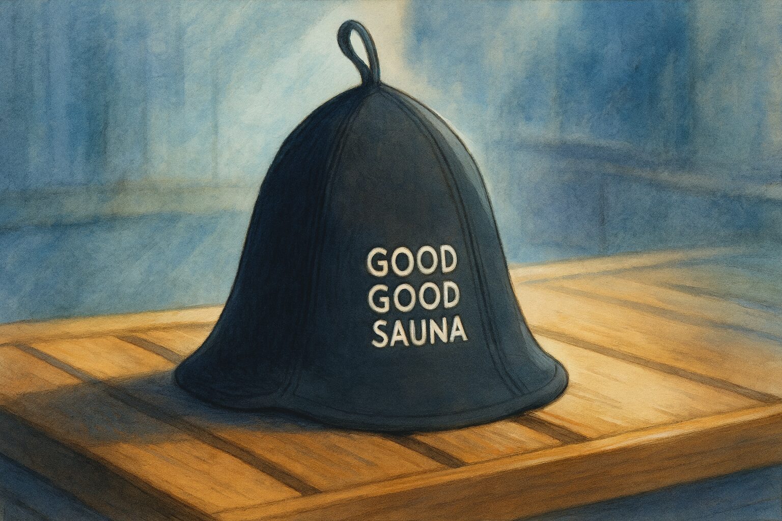 GOOD GOOD SAUNA ナイロンサウナハットのイラスト
