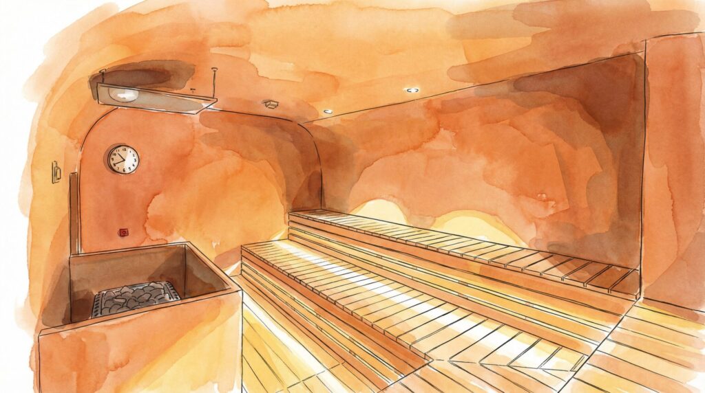 おかえりサウナ板橋の土壁フィンランドサウナ