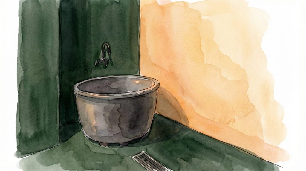 おかえりサウナ板橋の壺湯のイラスト