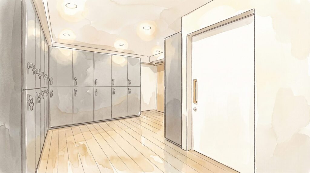 おかえりサウナ板橋の更衣室のイラスト